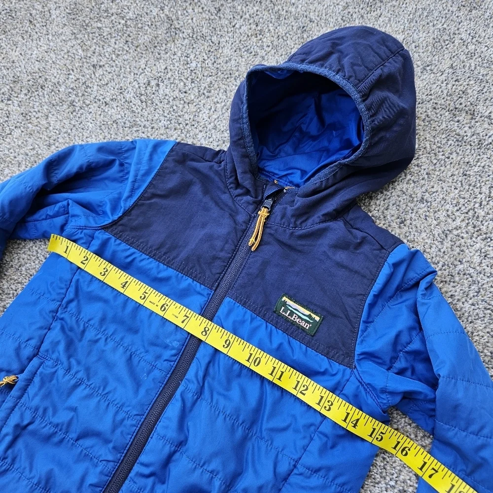 LL Bean Discovery Trail Jacket Synthetic Down Coat Blue Black Zip Up Youth L